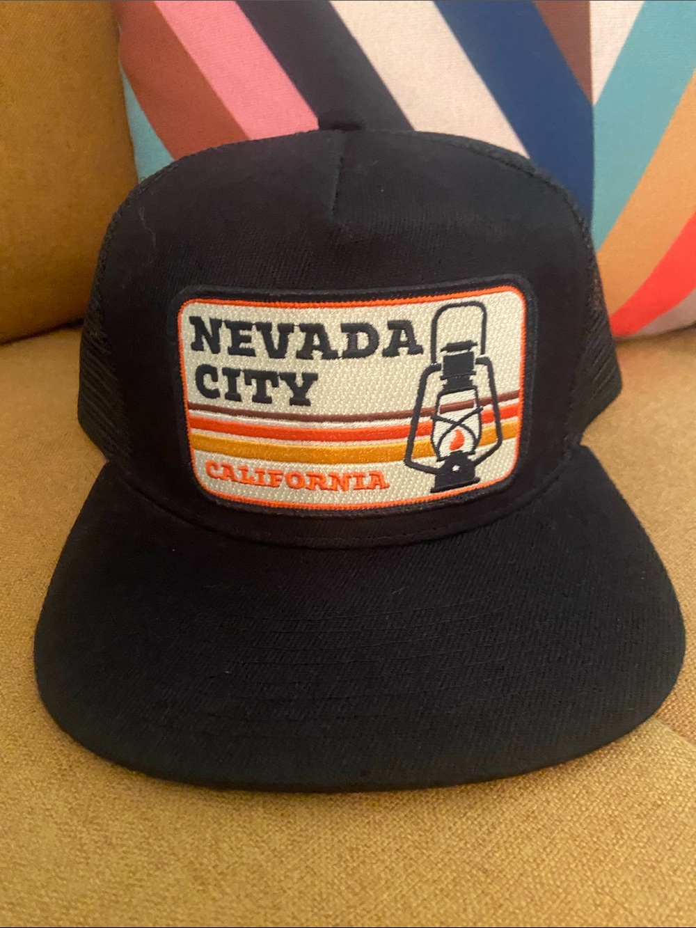 Nevada City California Patch Trucker Hat - Black